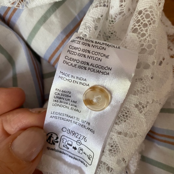 Anthropologie Pilcro peasant top lace hem $118 NWT Oversized style best for S//M - Picture 5 of 8